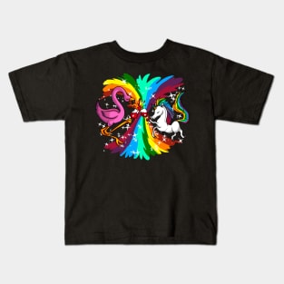 Unicorn Flamingo Party Kids T-Shirt